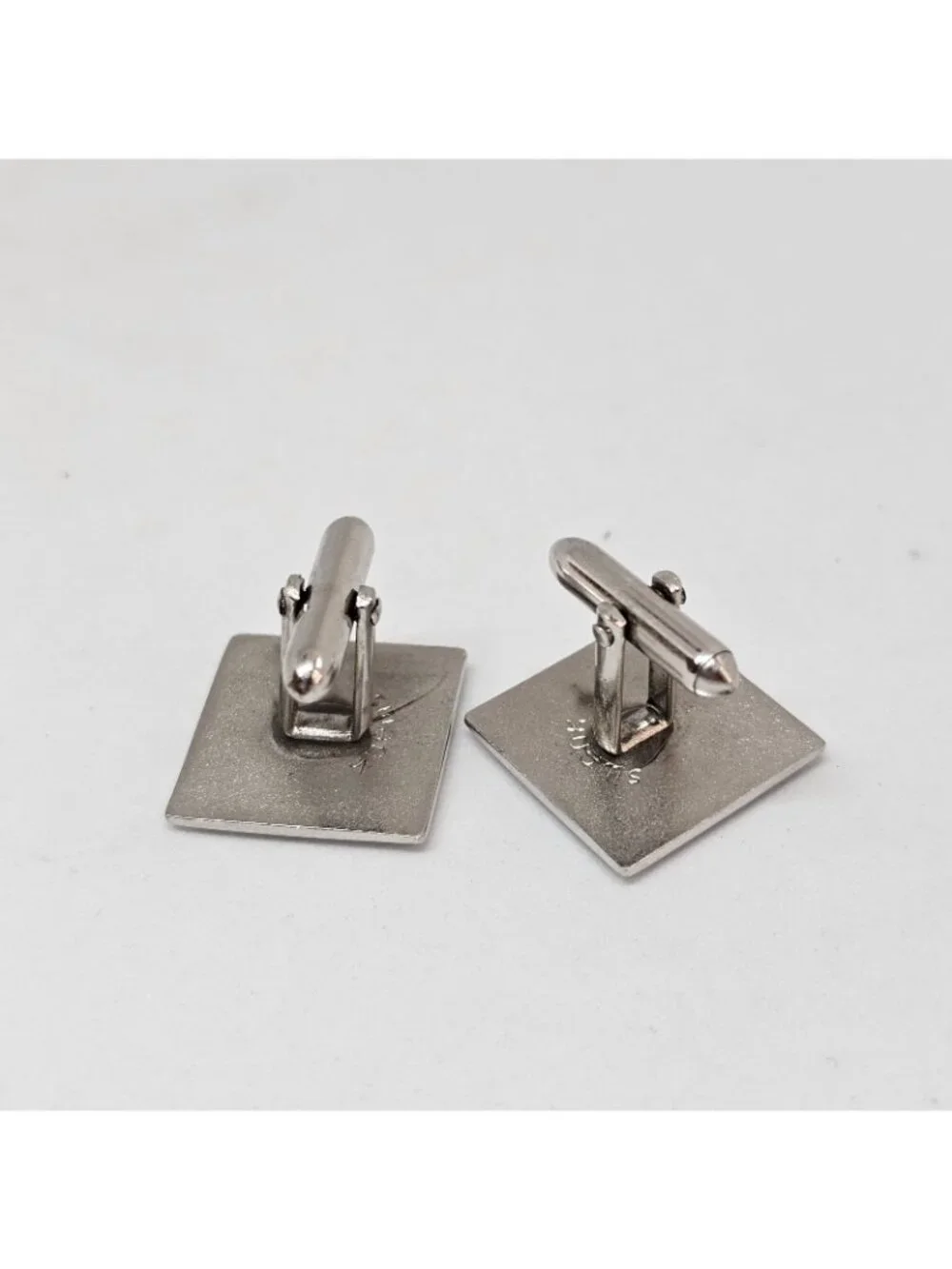 Vintage Swank Silver Tone Fleur De Lis Crown Square Cufflinks Men's Jewelry